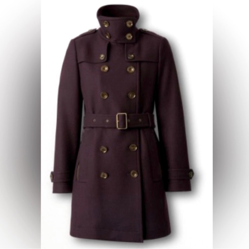 Burberry Daylesmoore Wool Women's Coat Dark Elderberry Size 14 US